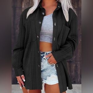 Button Up Long Sleeve Knit Outerwear